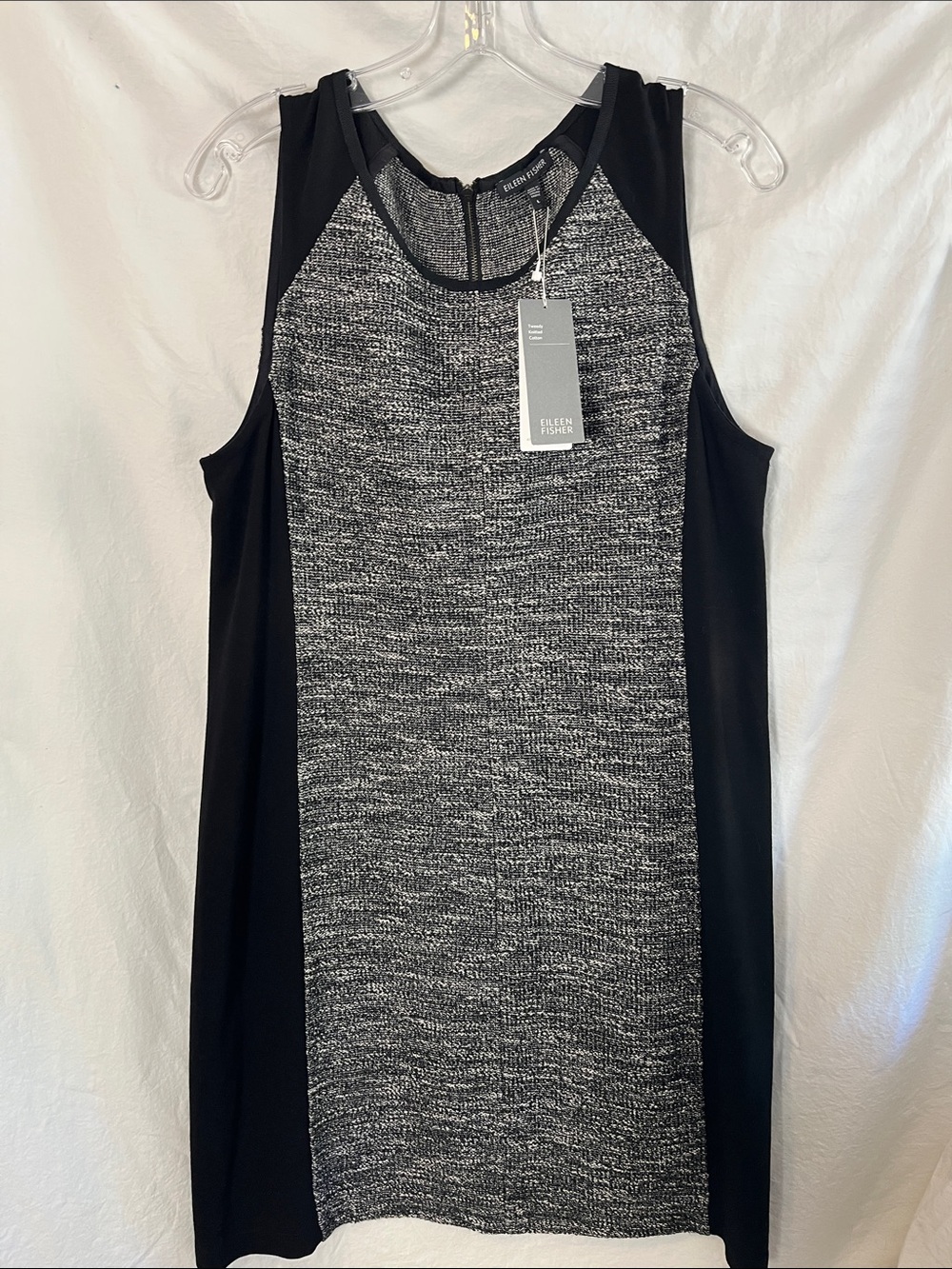 NWT Eileen Fisher Tweedy Knitted Cotton Shift Dress Size Large
